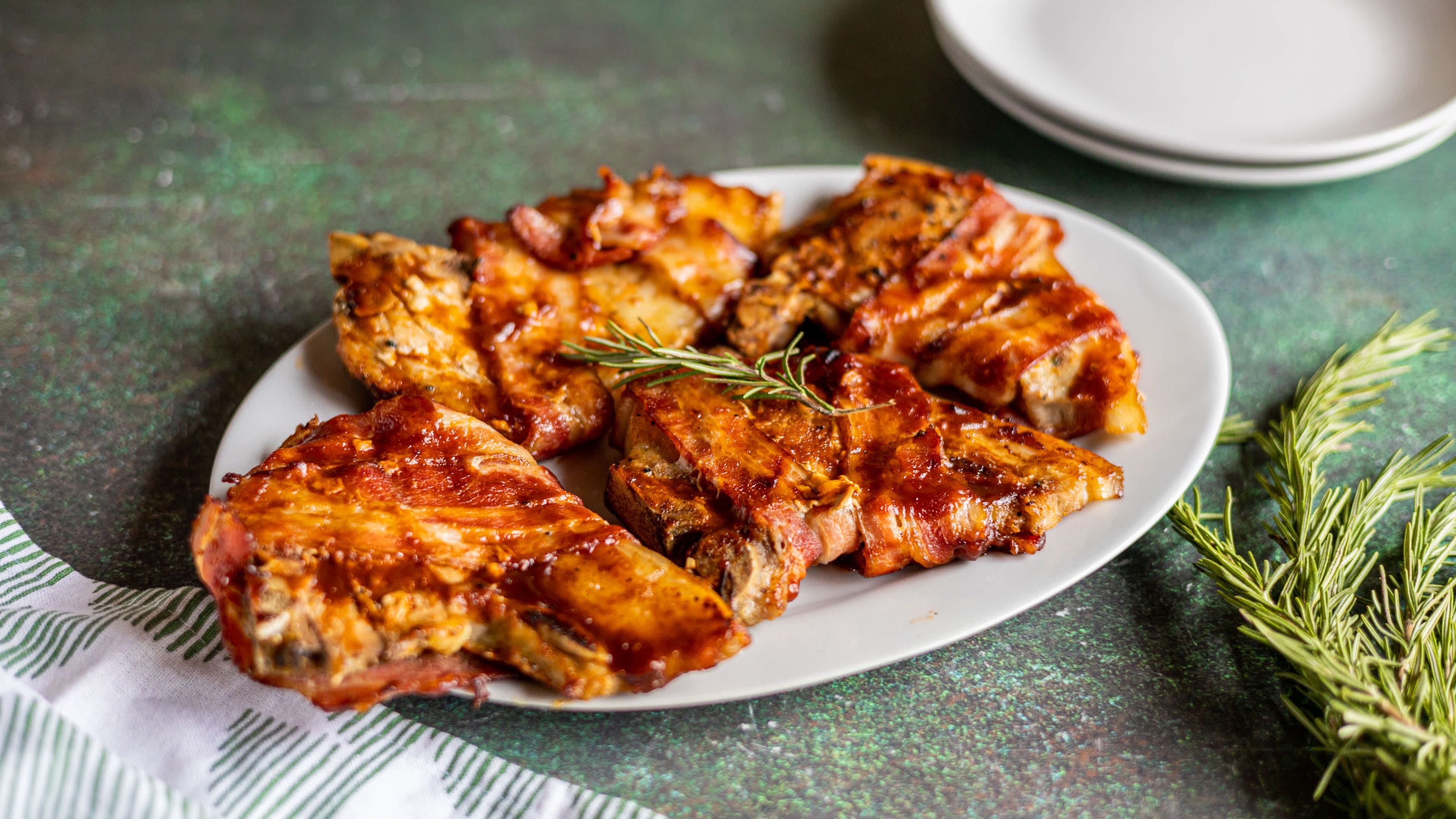 Bacon Wrapped Pork Chops With BBQ Sauce